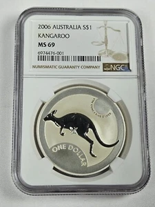 2006 Australia KANGAROO S$1 NGC MS69 silver mint state dollar - Picture 1 of 6