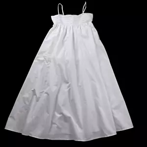 Francesca's Dress Womens Large Maxi A Line Cotton Pockets White Flowy New - Picture 1 of 11