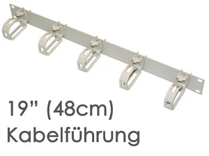 19 " 18 7/8in Cable Management Panel Cable Routing 1HE Grey With 5 Hanger For - Picture 1 of 2