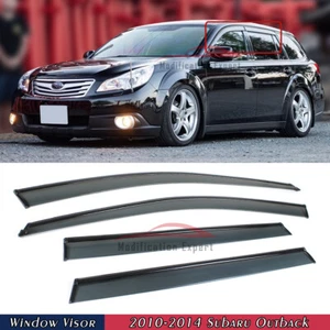For 2010-2014 Subaru Outback Black Trim Smoke Tinted Window Visors Rain Guards - Picture 1 of 5