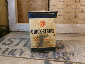Vintage Valentine Quick Strips Emergency Bandages Slide Top Empty Tin - Picture 1 of 7