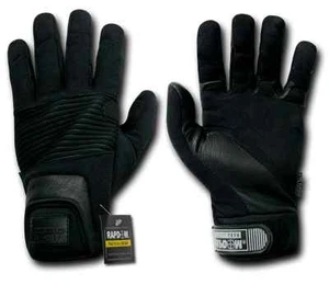 Guantes tácticos de cuero de rescate rápido rappelling T16 negros - Imagen 1 de 5