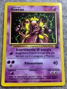 Mewtwo Pokemon Base N.14 Card Black Star WoTC Promo Rara 1999 ITA Perfetta - Foto 1 di 2