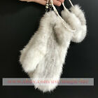 Stretchy Knitted Double 2 sides Real Mink Fur Gloves Mittens string Cross White