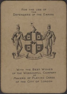 Playing Cards Single Card Old Antique 1915 Wide * WORSHIPFUL Co * WW1 MILITARY - Picture 1 of 3