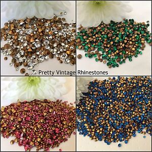 300 Vintage Rhinestones Round French  Mixed size Bargain REPAIR Colour Options