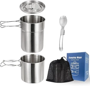 BeGrit Camping Cups Mugs Camping Pot Food Grade 304 Stainless Steel - Picture 1 of 6