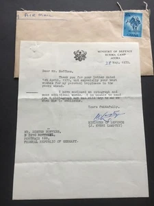 KWESI LAMPTEY Ministro della Difesa Ghana 1970 lettera firmata 7 x 8  - Foto 1 di 1