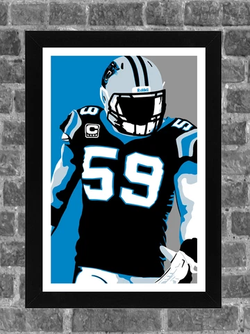 Carolina Panthers Luke Kuechly Portrait Sports Print Art 11x17 Cover