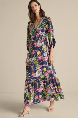 Soft Surroundings Navy Paisley Floral Samantha Maxi  Dress PM Coastal Preppy - Image 1 of 4