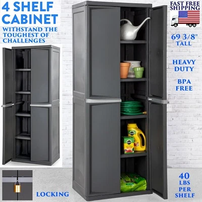 ARMARIO DE ALMACENAMIENTO DESPENSA 2 PUERTAS 4 ESTANTES LAVADERO ARMARIO ORGANIZADOR UTILITARIO GARAJE Foto 1 de 4