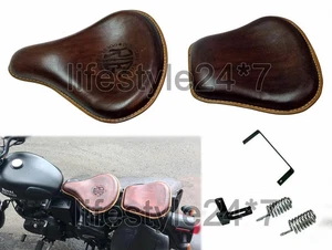 Asiento delantero y trasero de cuero marrón apto para Royal Enfield Classic 350cc 500cc - Imagen 1 de 8