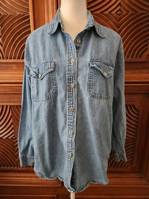 Camisa vaquera talla L ERIKA & CO abotonada manga larga azul claro de colección para mujer Foto 1 de 4