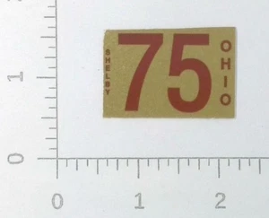 Vintage Ohio 75 Shelby County Nummernschild Zulassung Aufkleber Sticker - Bild 1 von 2