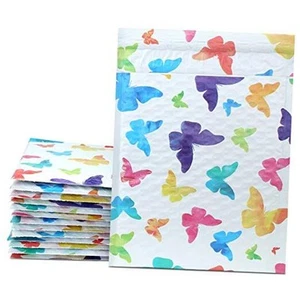 Paquet de 25 enveloppes à bulles 6x10 pouces poly rembourrées 6x10" 25 pièces papillon coloré - Photo 1/7