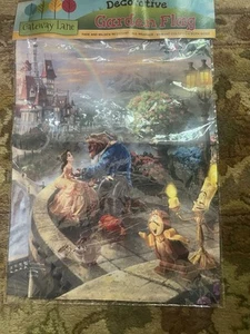 Bandiera da giardino Disney Thomas Kinkade La Bella e la Bestia NUOVA - Foto 1 di 3
