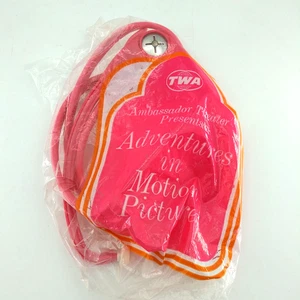 VINTAGE 1970s TWA Airlines InFlight Entertainment pink Headset w/ original bag - Picture 1 of 10