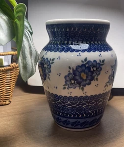 Vaso di fiori mercato in ceramica polacca: Boleslawiec Polonia - 7 31/4" di altezza. Splendido! - Foto 1 di 8