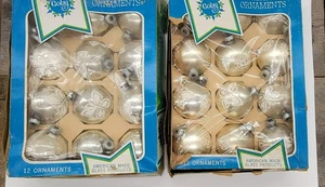 Coby Glass Christmas Ornaments 24 Stenciled Silver Butterfly & Geometric - Picture 1 of 24