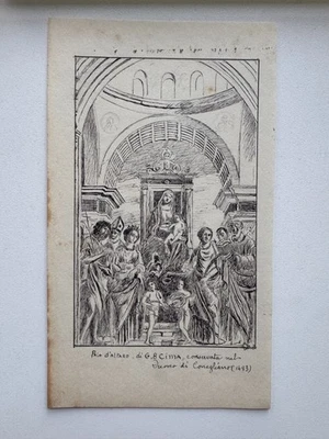 Antiguo dibujo italiano Cima da Conegliano de finales del siglo XVIII/principios del siglo XIX Foto 1 de 4