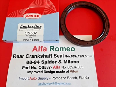 Оригинальное уплотнение заднего коленвала Alfa Romeo Spider 88-94 & GTV-6 - 164 & Milano Corteco - Изображение 1 из 3