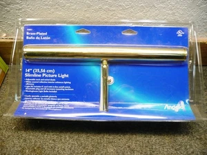 POLISHED BRASS SLIMLINE PICTURE LIGHT 14” W x 4.5” - Picture 1 of 4