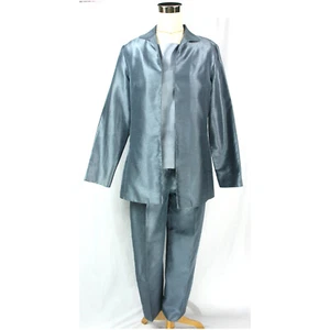 Vintage Decade Designs Satin Shantung Blazer Jacket Pants Suit Set 6 1990s Y2K - Picture 1 of 9