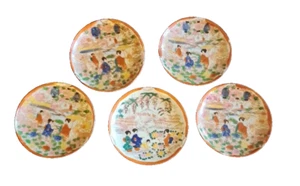 5 Vtg5" Japanese Nippon Hand Painted saucerPlate Geisha Gardens Water Landscape - Picture 1 of 6