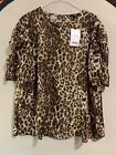 Next Sheer Leopard Print Blouse Bnwt Size 18 , Ruched Sleeve With Gold Accents