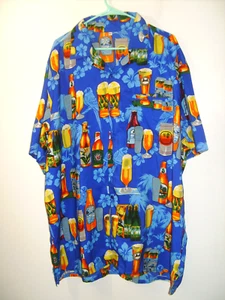 Men's 4XL Tropical Parrots and Beer Shirt - Picture 1 of 4