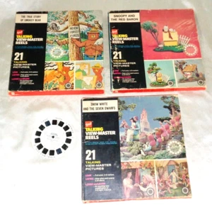 GAF Talking View-Master Reels~ Snoopy Red Baron 1969 Smokey Bear 1969 Snow White - Picture 1 of 3
