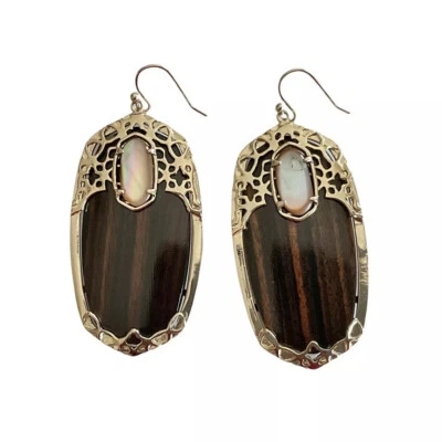 Kendra Scott Deva Earrings Bali Island Escape Large Brown Faux Opal Statement - Image 1 of 4
