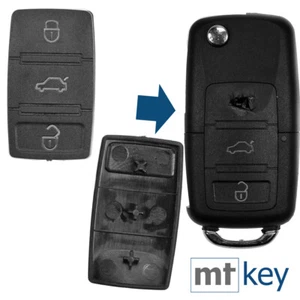 2x Tastenfeld 3 Tasten Klappschlüssel für VW Golf Beetle Passat Caddy Tiguan EOS - Picture 1 of 2