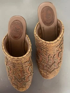Ariat MCMXCIII Brown Leather Wood Clogs Mule Women 7.5B EUR 38M SWEET - Picture 1 of 6