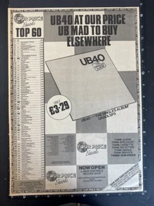UB40 - THE SINGLES - OUR PRICE 15x11' 1982 Poster Size Advert L359 - Bild 1 von 1