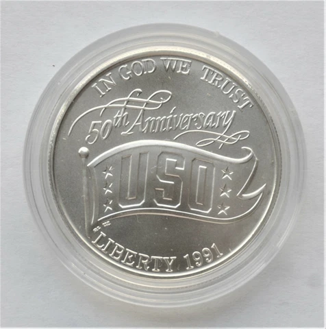 1991-D USO Silver Dollar (BU) Cover