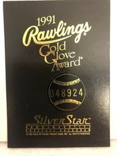 1991 Rawlings Gold Glove Award Silver Star Commemorative Ticket & Card