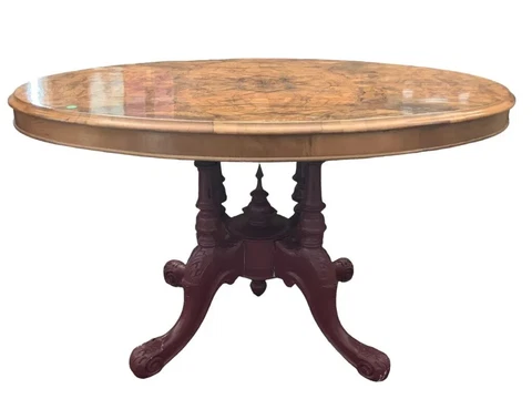 Burr Walnut Oval English Breakfast Tilt Top Table Cover