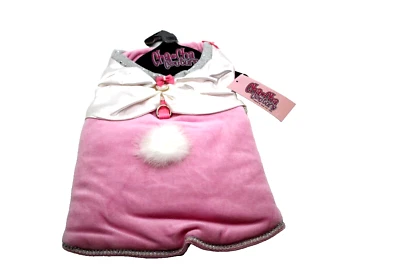 Traje de fiesta suave de princesa Barbiecore de piel de perro mascota grande lazos borde blanco Foto 1 de 3