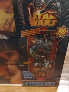 Star Wars 4 3D Puzzles Pack 2 Giant & 2 Shaped Wood Storage Box 100 Pcs Each New - Picture 1 of 7