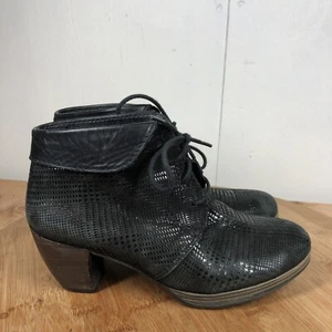 Wolky Boots 38 Womens 7 Black Leather Ankle Shoes Casual Walking Career Lace Up - Picture 1 of 14