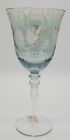 "RARE" Antique Luster Green Water Goblet w/ Etched Floral Design by Royal Danube