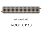 Rail droit G200 200 mm voie Geoline HO - ROCO 61110