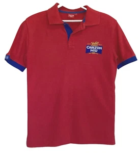 Carlton Mid Beer Polo Shirt Men Sz Small Logo Print Short Sleeve Cotton Mix Red - Picture 1 of 8