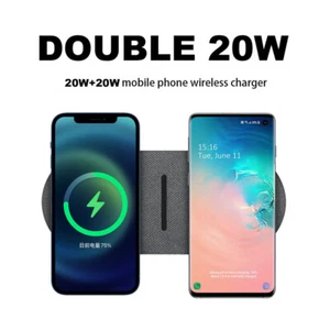 Dual 20W 15W Wireless Charger Fast Charging Mat Pad For iPhone 13 12 Pro XS 8 - Picture 1 of 20