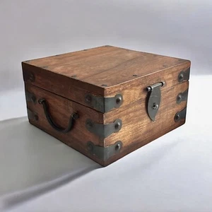 Wood & Brass Arts & Crafts Desk Box - Picture 1 of 9