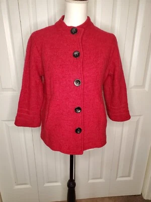 Ruby Rd Wool Red Jacket Cape Cardigan Womens Petite Small Pockets Christmas Vtg - Image 1 of 4