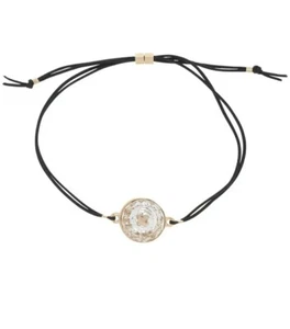 $59 Ted Baker Black Cord Crystal Button Bracelet A276 - Picture 1 of 2