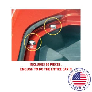 60pcs Kit Chrome Button Engine Trunk Screw Cap Cover for 2005 - 2013 C6 Corvette - Picture 1 of 7