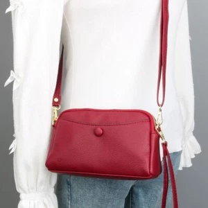 PU Leather Crossbody Phone Bag Solid Color Women Handbags Shoulder Bag - Picture 1 of 14